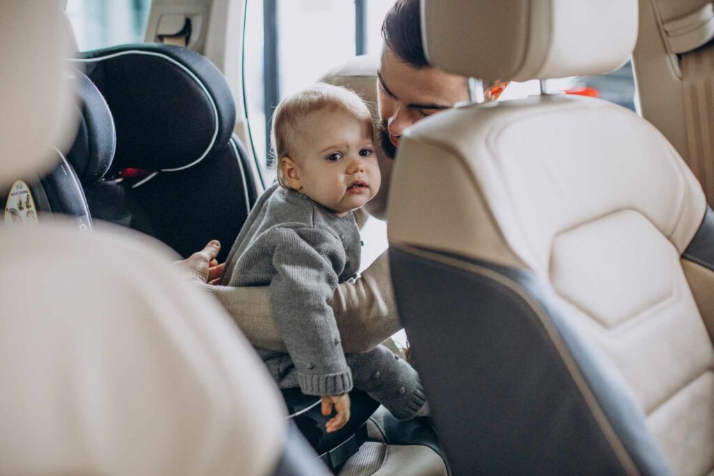 taxi with infant capsule newborn baby